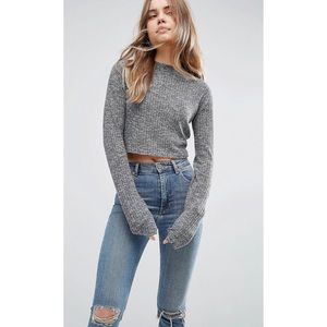 Asos Top With Super Long Sleeves On Textured Rib